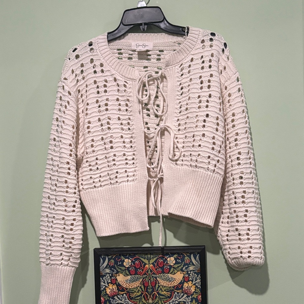 Jessica Simpson Cream Lace-Up Cardigan